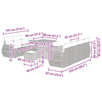 vidaXL Conjunto de Sofá de Jardim com almofada 10 pcs Preto vime PE