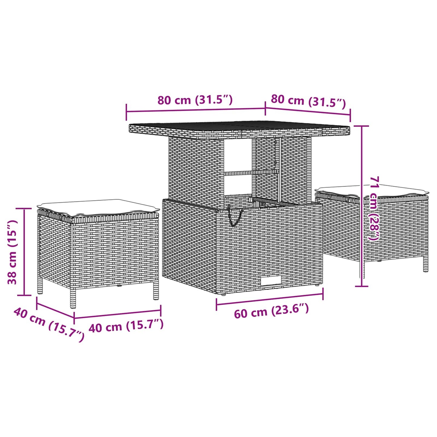 vidaXL Conjunto de Sofá de Jardim com almofada 11 pcs Preto vime PE