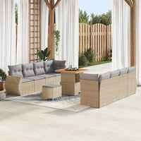 vidaXL Conjunto de Sofá de Jardim com almofada 11 pcs Preto vime PE