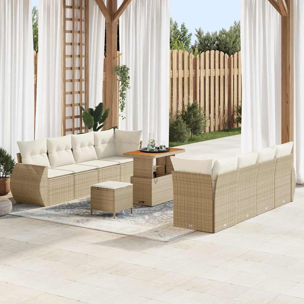 vidaXL Conjunto de Sofá de Jardim com almofada 11 pcs Preto vime PE