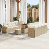 vidaXL Conjunto de Sofá de Jardim com almofada 11 pcs Preto vime PE