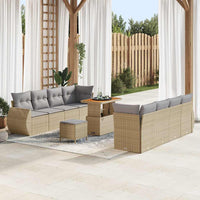vidaXL Conjunto de Sofá de Jardim com almofada 11 pcs Preto vime PE