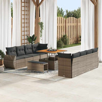 vidaXL Conjunto de Sofá de Jardim com almofada 11 pcs Preto vime PE