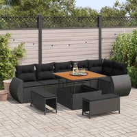 vidaXL Conjunto de Sofá de Jardim 9 pcs Preto vime PE