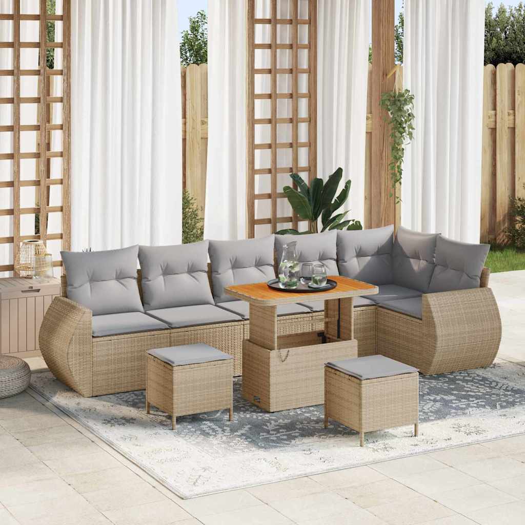 vidaXL Conjunto de Sofá de Jardim 9 pcs Preto vime PE
