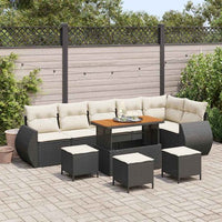 vidaXL Conjunto de Sofá de Jardim 9 pcs Preto vime PE