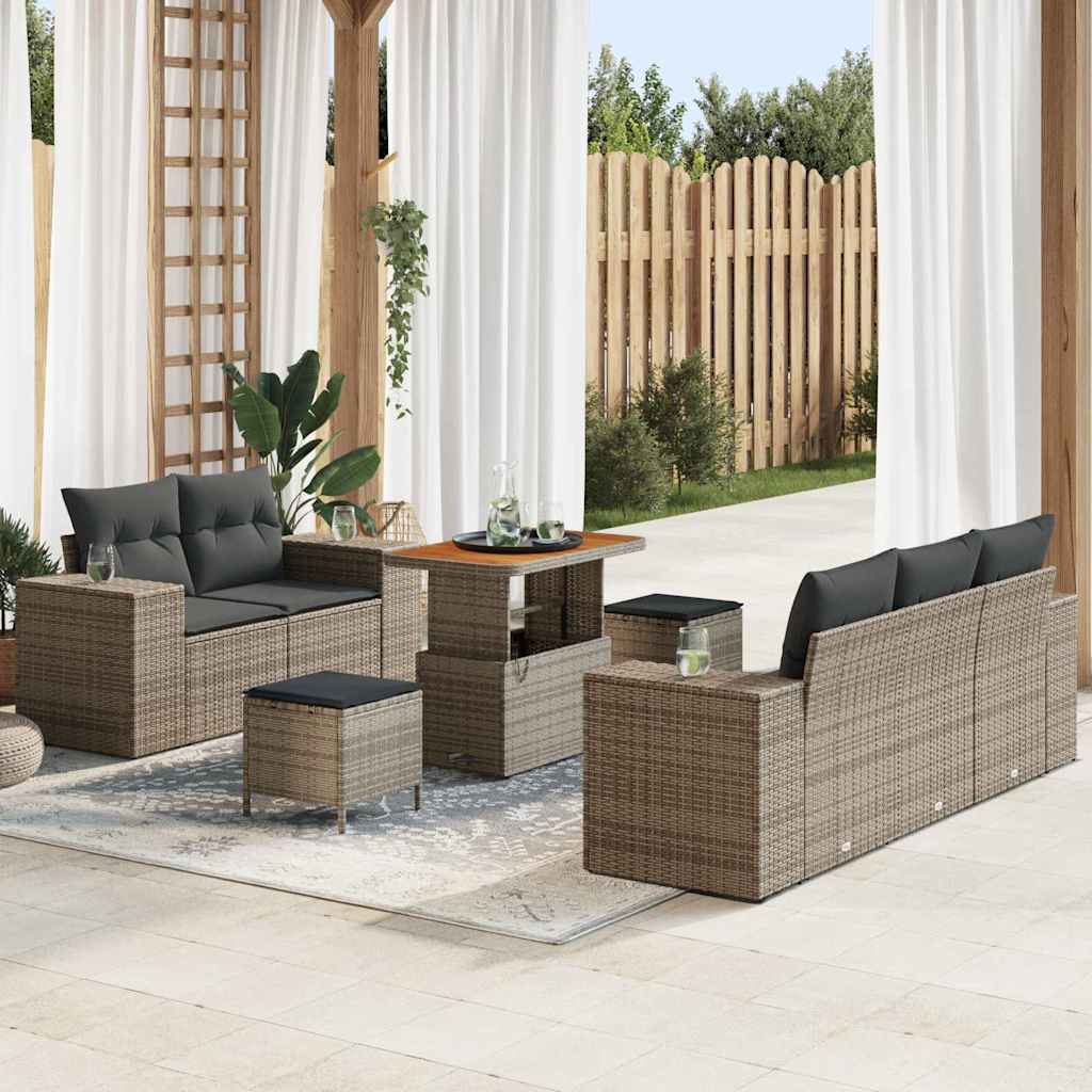 vidaXL Conjunto de Sofá de Jardim 8 pcs Preto vime PE