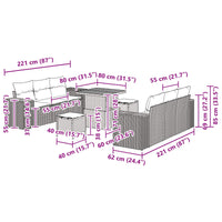 vidaXL Conjunto de Sofá de Jardim 9 pcs Preto Rattan Sintético