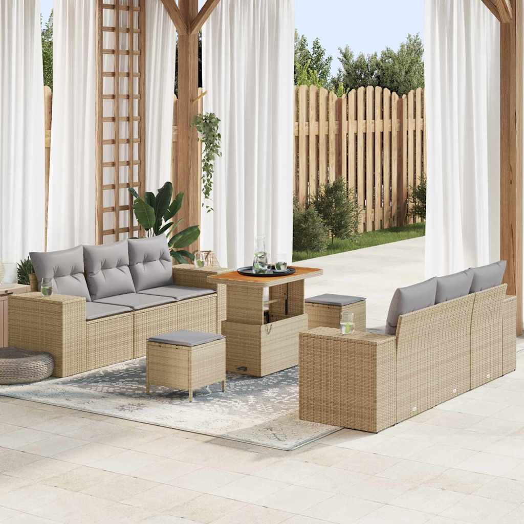 vidaXL Conjunto de Sofá de Jardim 9 pcs Preto Rattan Sintético