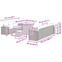 vidaXL Conjunto de Sofá de Jardim 10 pcs Preto vime PE