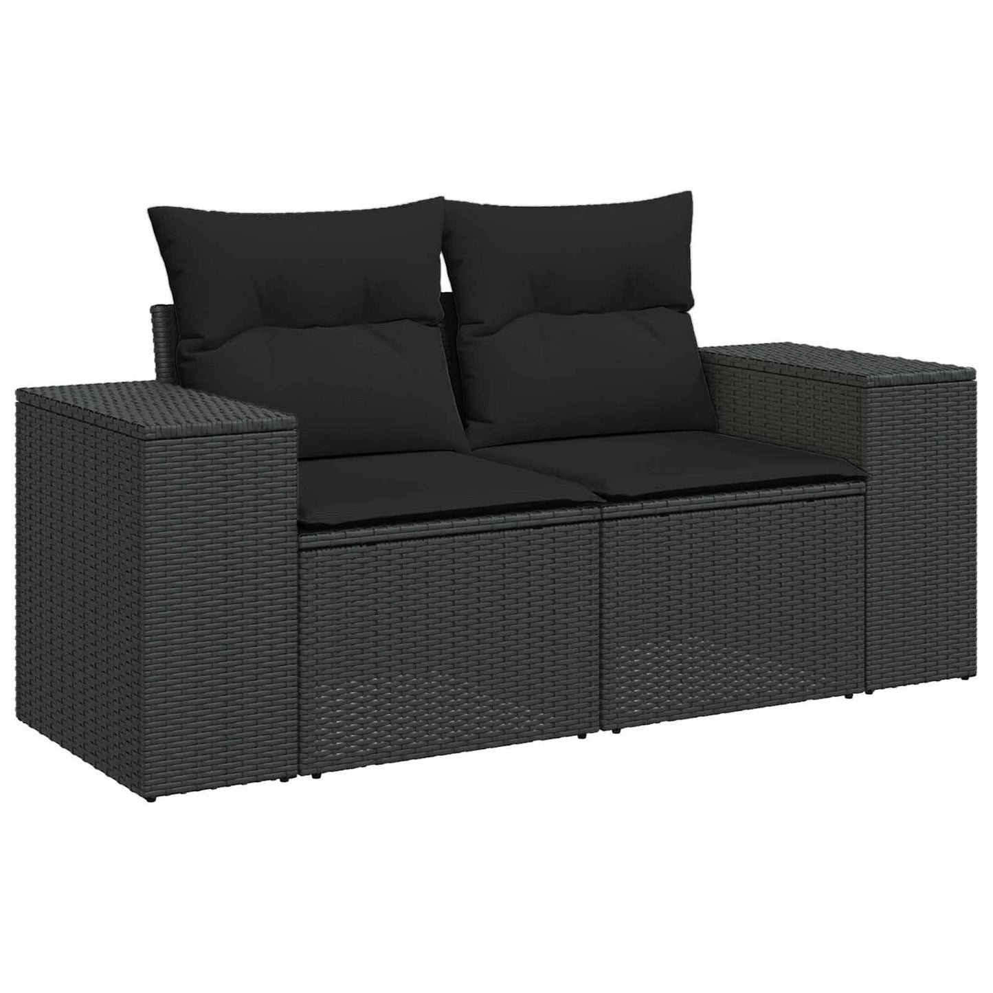 vidaXL Conjunto de Sofá de Jardim com almofada 11 pcs Preto vime PE