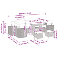 vidaXL Conjunto de Sofá de Jardim 10 pcs Preto vime PE