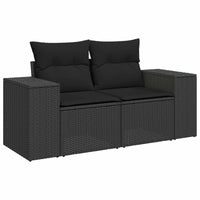vidaXL Conjunto de Sofá de Jardim com almofada 8 pcs Preto vime PE