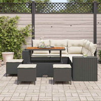 vidaXL Conjunto de Sofá de Jardim com almofada 8 pcs Preto vime PE