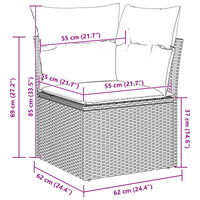 vidaXL Conjunto de Sofá de Jardim com almofada 12 pcs Preto vime PE