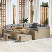 vidaXL Conjunto de Sofá de Jardim com almofada 12 pcs Preto vime PE