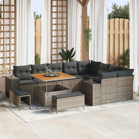 vidaXL Conjunto de Sofá de Jardim com almofada 12 pcs Preto vime PE