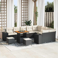 vidaXL Conjunto de Sofá de Jardim com almofada 12 pcs Preto vime PE
