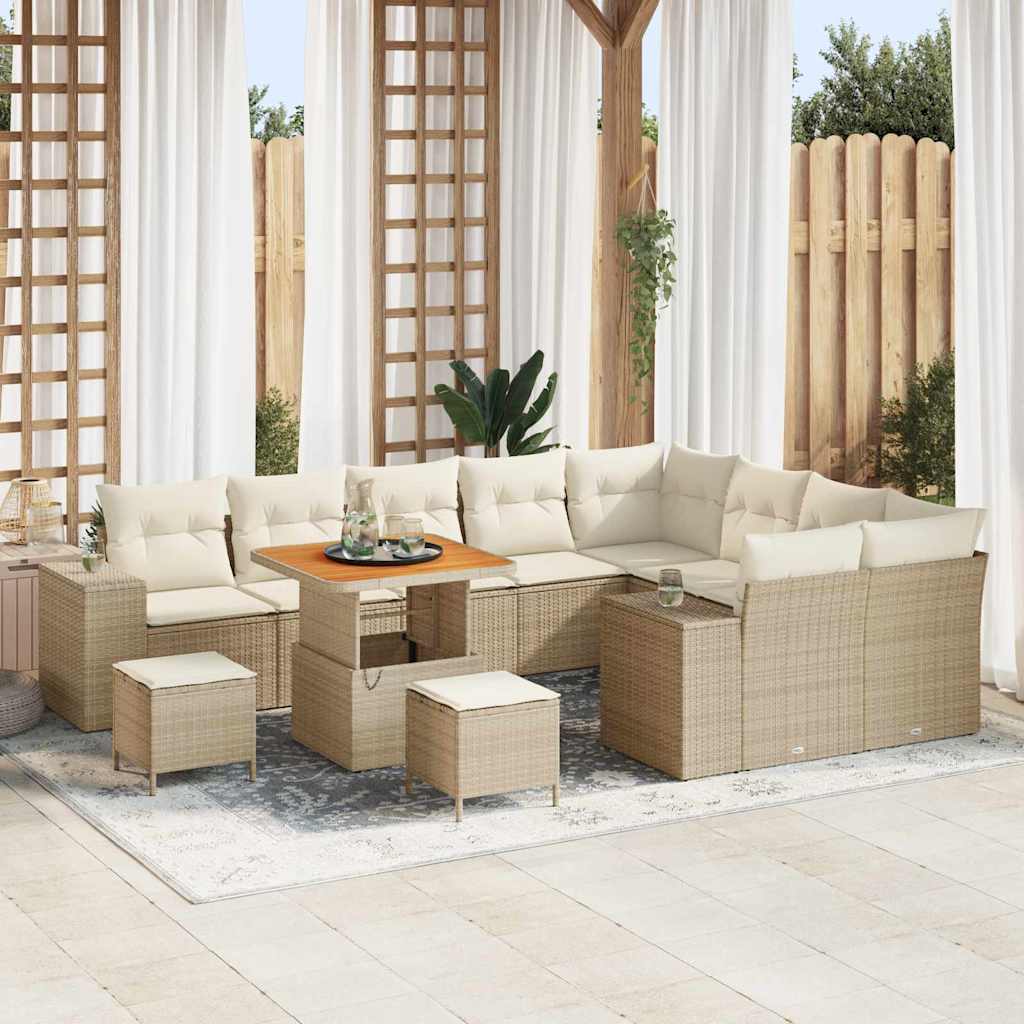 vidaXL Conjunto de Sofá de Jardim com almofada 12 pcs Preto vime PE