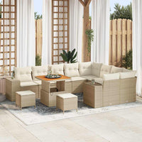 vidaXL Conjunto de Sofá de Jardim com almofada 12 pcs Preto vime PE