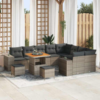 vidaXL Conjunto de Sofá de Jardim com almofada 12 pcs Preto vime PE