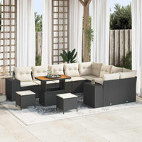 vidaXL Conjunto de Sofá de Jardim com almofada 12 pcs Preto vime PE