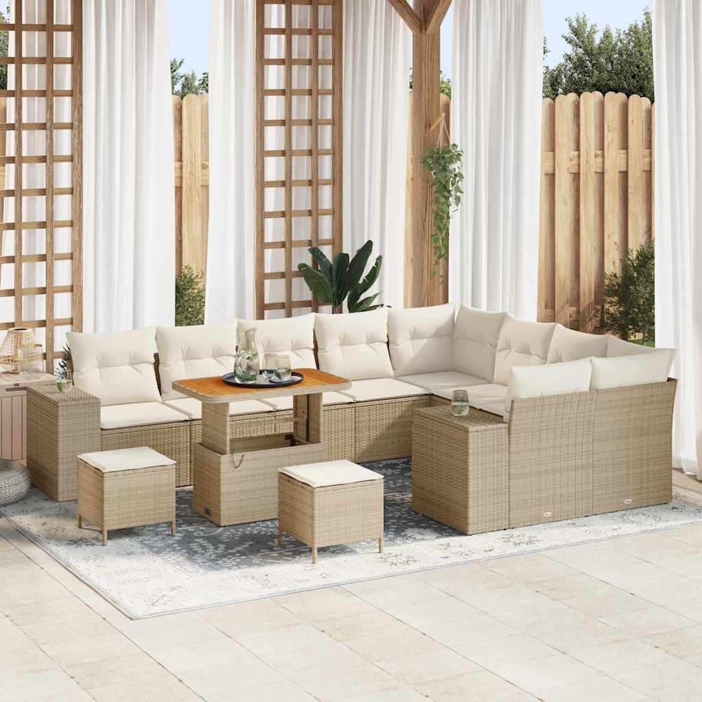 vidaXL Conjunto de Sofá de Jardim com almofada 12 pcs Preto vime PE