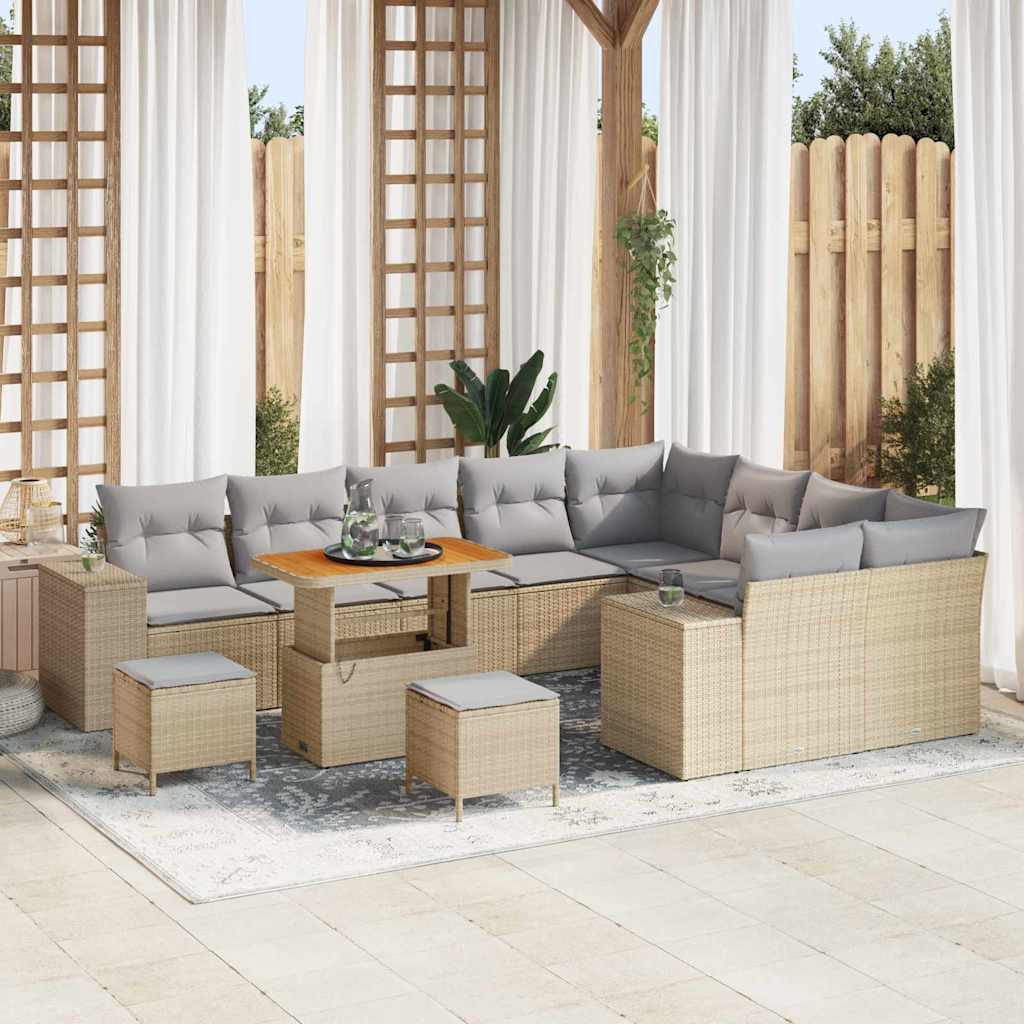 vidaXL Conjunto de Sofá de Jardim com almofada 12 pcs Preto vime PE