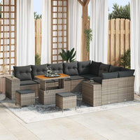 vidaXL Conjunto de Sofá de Jardim com almofada 12 pcs Preto vime PE