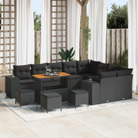 vidaXL Conjunto de Sofá de Jardim com almofada 12 pcs Preto vime PE