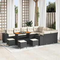 vidaXL Conjunto de Sofá de Jardim com almofada 12 pcs Preto vime PE