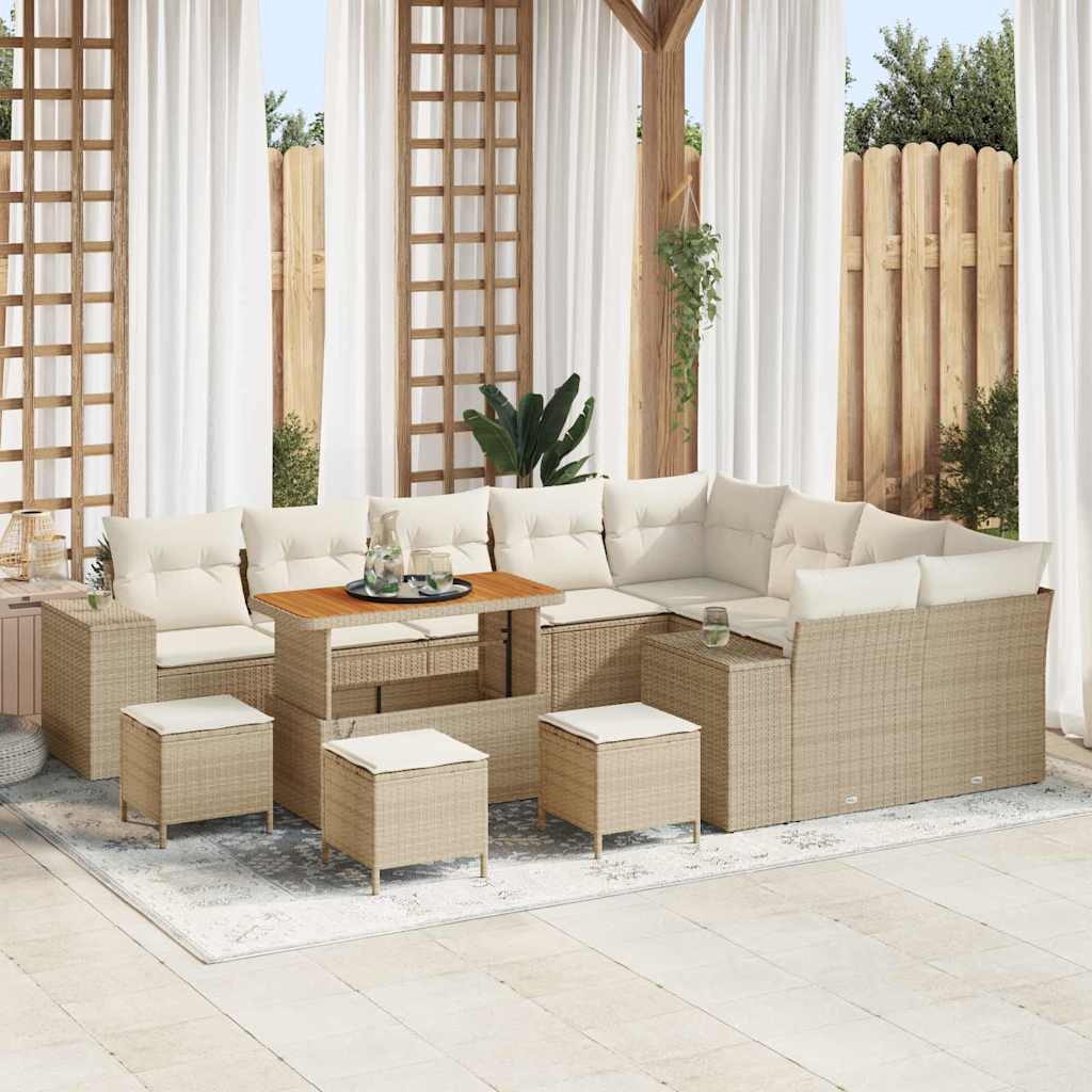 vidaXL Conjunto de Sofá de Jardim com almofada 12 pcs Preto vime PE