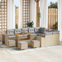 vidaXL Conjunto de Sofá de Jardim com almofada 12 pcs Preto vime PE