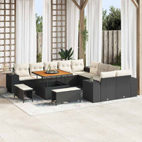 vidaXL Conjunto de Sofá de Jardim com almofada 13 pcs Preto vime PE