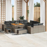 vidaXL Conjunto de Sofá de Jardim com almofada 13 pcs Preto vime PE