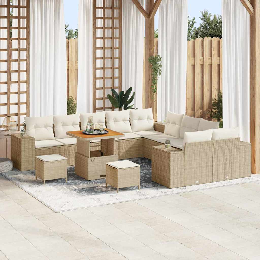 vidaXL Conjunto de Sofá de Jardim com almofada 13 pcs Preto vime PE