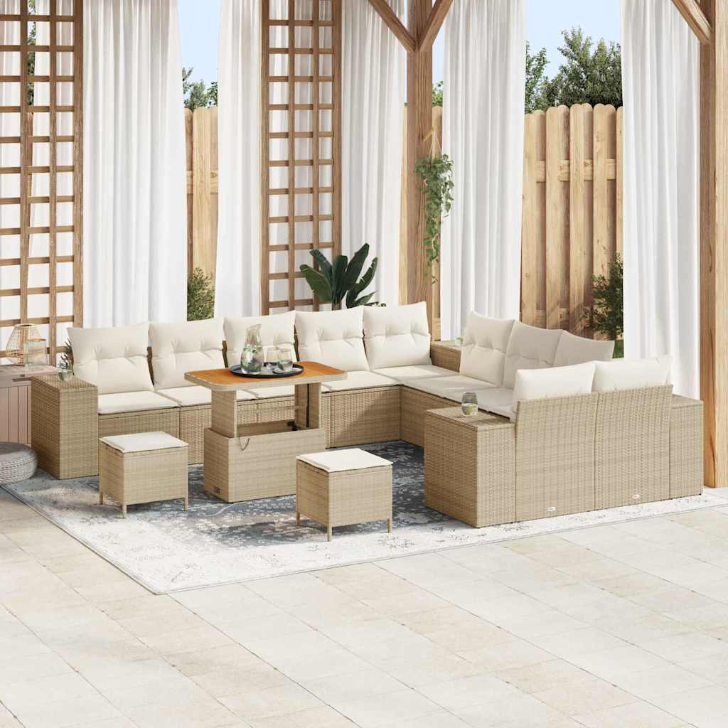 vidaXL Conjunto de Sofá de Jardim com almofada 13 pcs Preto vime PE