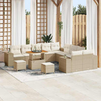 vidaXL Conjunto de Sofá de Jardim com almofada 13 pcs Preto vime PE