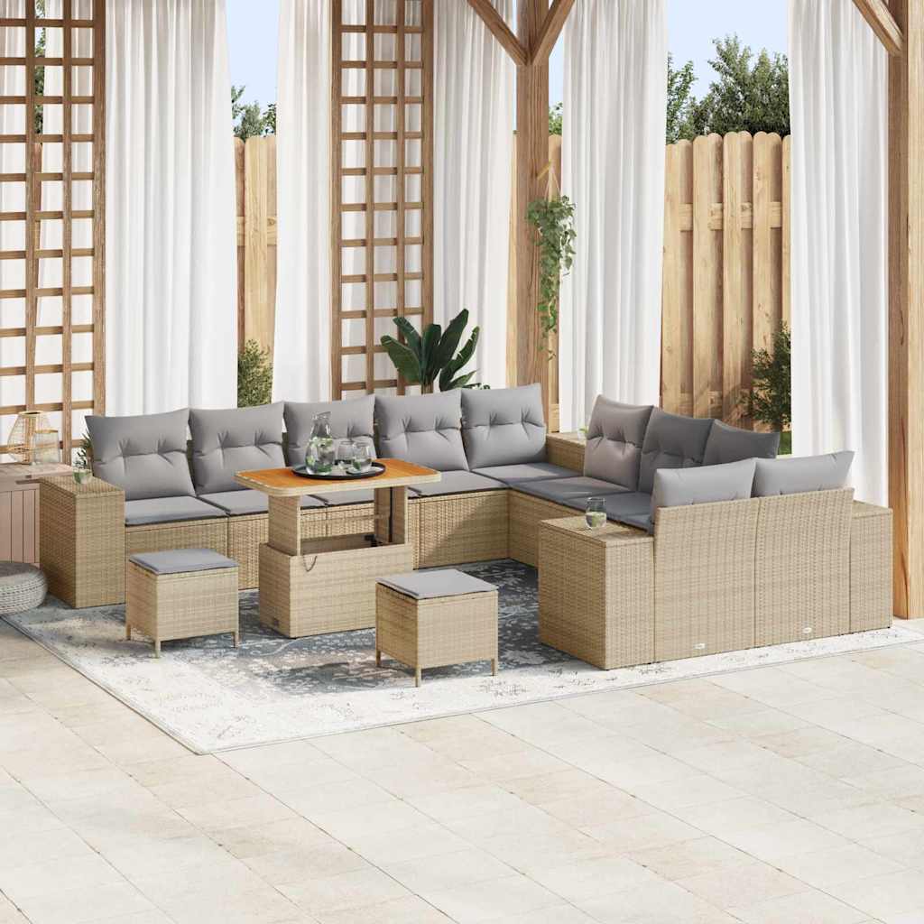vidaXL Conjunto de Sofá de Jardim com almofada 13 pcs Preto vime PE