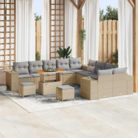 vidaXL Conjunto de Sofá de Jardim com almofada 13 pcs Preto vime PE