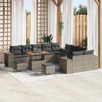 vidaXL Conjunto de Sofá de Jardim com almofada 13 pcs Preto vime PE