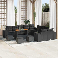 vidaXL Conjunto de Sofá de Jardim com almofada 13 pcs Preto vime PE