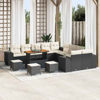 vidaXL Conjunto de Sofá de Jardim com almofada 13 pcs Preto vime PE