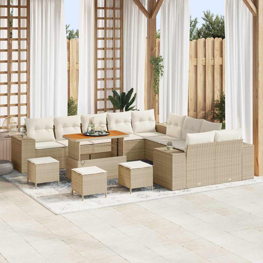 vidaXL Conjunto de Sofá de Jardim com almofada 13 pcs Preto vime PE