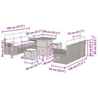 vidaXL Conjunto de Sofá de Jardim com almofada 9 pcs Preto vime PE