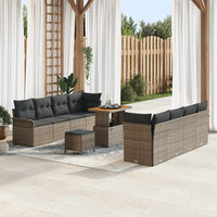 vidaXL Conjunto de Sofá de Jardim com almofada 11 pcs Preto vime PE