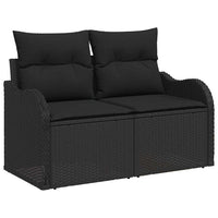 vidaXL Conjunto de Sofá de Jardim com almofada 9 pcs Preto vime PE