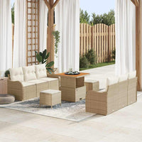 vidaXL Conjunto de Sofá de Jardim com almofada 9 pcs Preto vime PE