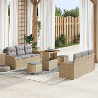 vidaXL Conjunto de Sofá de Jardim com almofada 9 pcs Preto vime PE