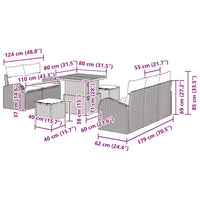 vidaXL Conjunto de Sofá de Jardim com almofada 8 pcs Preto vime PE